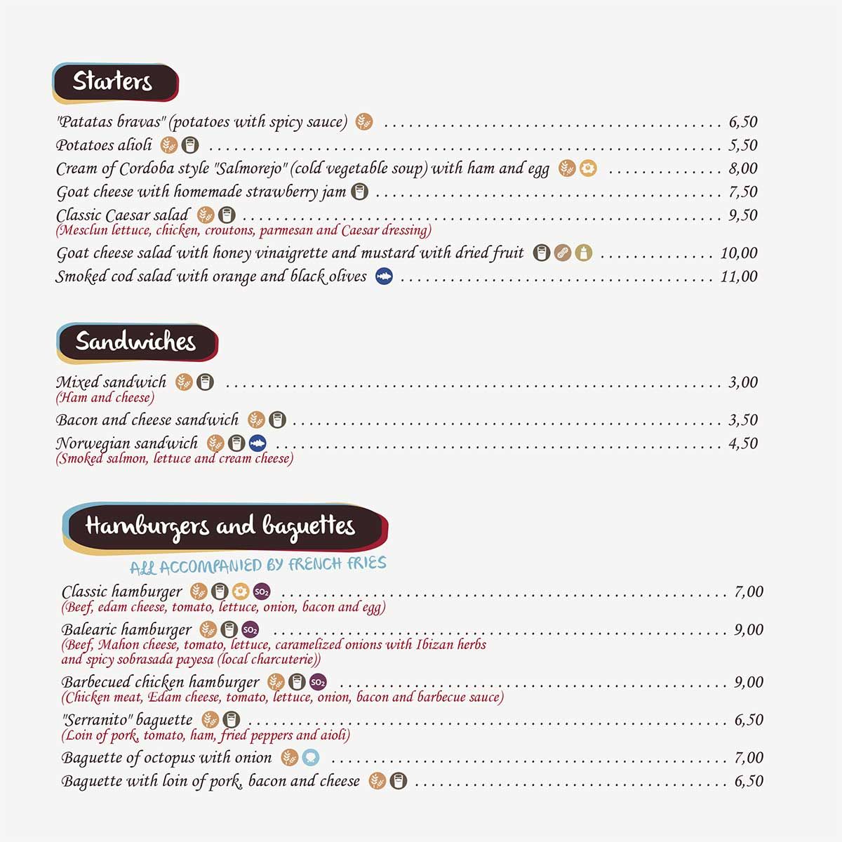 M Hotel menu 1